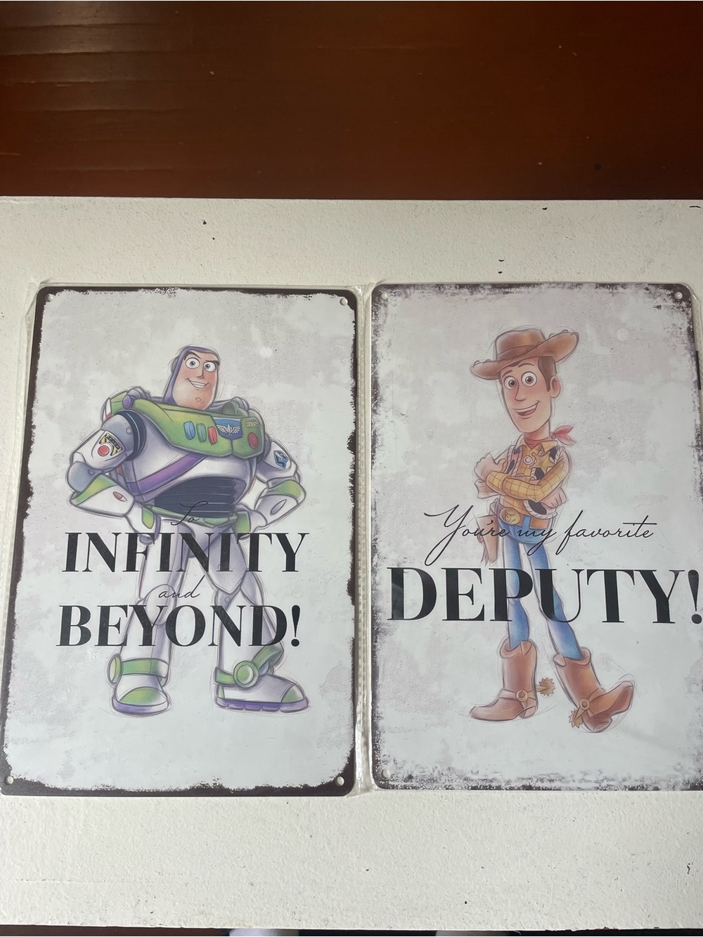 Disney Toy Story Buzz Lightyear & Woody Wall Art Signs - White, Green, Brown